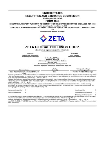 Miniature Zeta Global 10-Q Rapport trimestriel 2022 