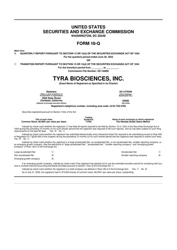 Thumbnail Tyra Biosciences 10-Q Quarterly Report FY 