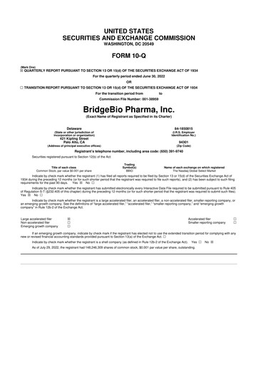 Thumbnail BridgeBio Pharma
 10-Q Quarterly Report FY2022 