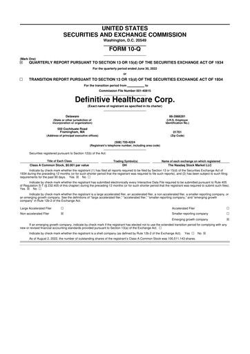 Thumbnail Definitive Healthcare 10-Q Quarterly Report FY2022 