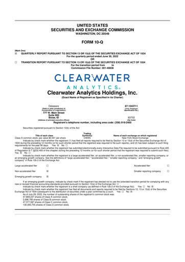 Thumbnail Clearwater Analytics 10-Q Quarterly Report FY2022 