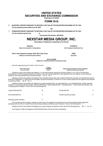 Thumbnail Nexstar Media Group
 10-Q Quarterly Report FY2022 