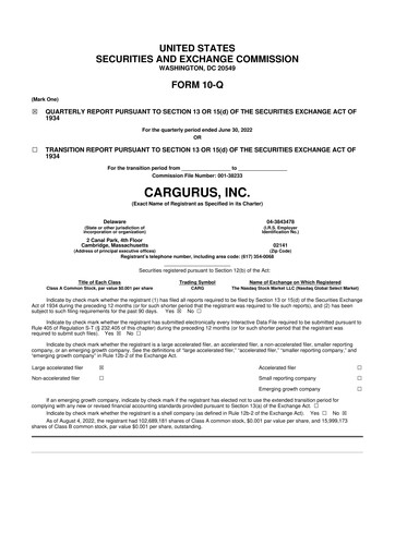 Thumbnail CarGurus 10-Q Quarterly Report FY 