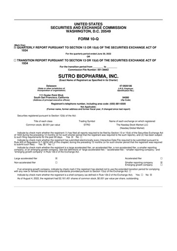 Thumbnail Sutro Biopharma 10-Q Quarterly Report FY 