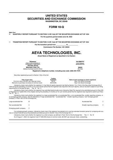 Vorschaubild Aeva Technologies 10-Q Quartalsbericht 2022 