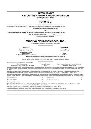 Thumbnail Minerva Neurosciences
 10-Q Quarterly Report FY 