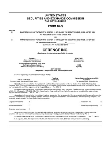 Thumbnail Cerence 10-Q Quarterly Report FY2022 