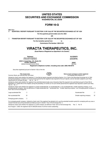 Vorschaubild Viracta Therapeutics 10-Q Quartalsbericht 2022 