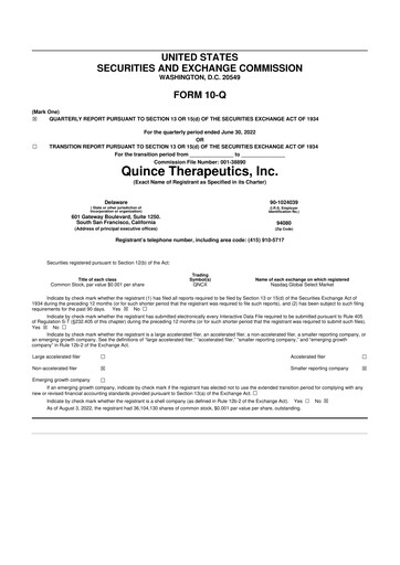 Thumbnail Quince Therapeutics 10-Q Quarterly Report FY2022 
