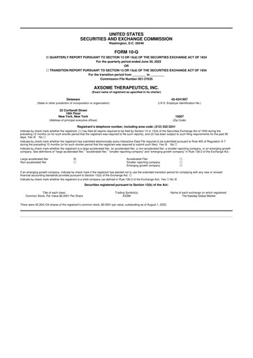 Thumbnail Axsome Therapeutics
 10-Q Quarterly Report FY2022 