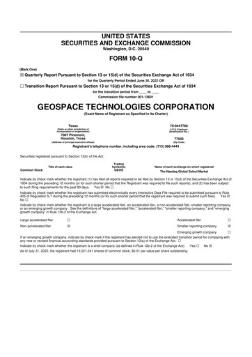 Thumbnail Geospace Technologies
 10-Q Quarterly Report FY2022 