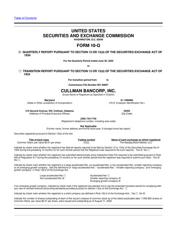 Thumbnail Cullman Bancorp 10-Q Quarterly Report FY2022 