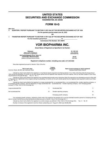 Thumbnail Vor Biopharma 10-Q Quarterly Report FY 