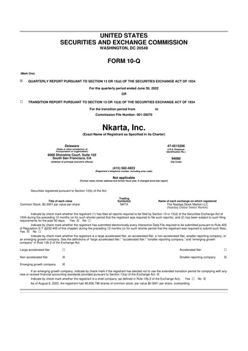 Thumbnail Nkarta 10-Q Quarterly Report FY 