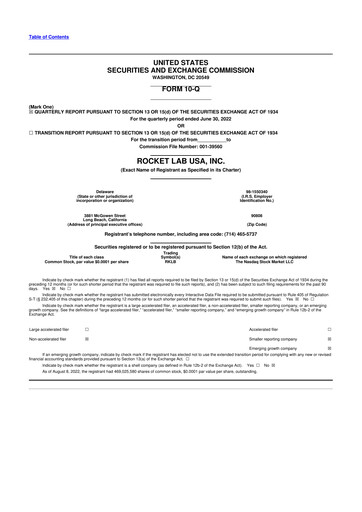 Vorschaubild Rocket Lab 10-Q Quartalsbericht 2022 