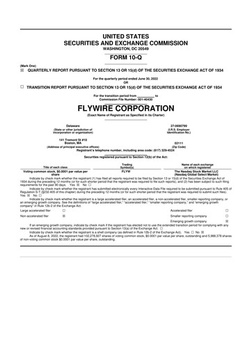 Thumbnail Flywire 10-Q Quarterly Report FY2022 
