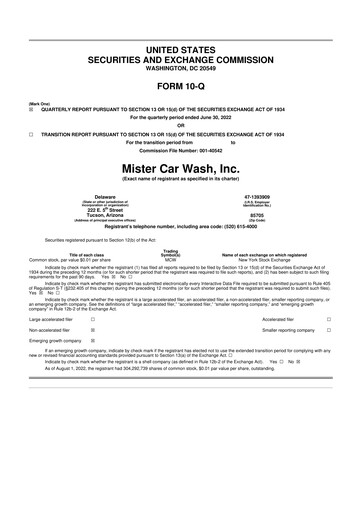 Thumbnail Mister Car Wash 10-Q Quarterly Report FY2022 