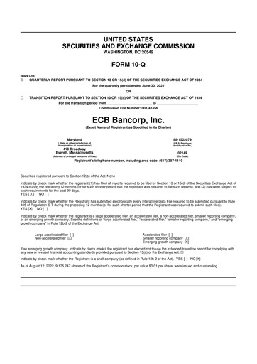 Thumbnail ECB Bancorp 10-Q Quarterly Report FY2022 
