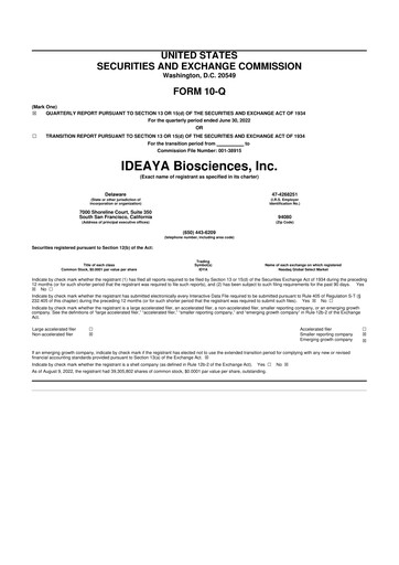 Thumbnail IDEAYA Biosciences 10-Q Quarterly Report FY 