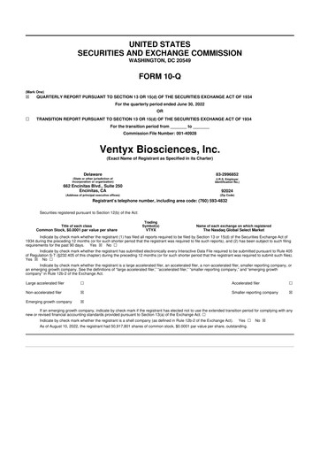 Miniature Ventyx Biosciences 10-Q Rapport trimestriel 2022 
