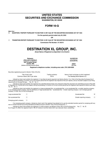 Thumbnail Destination XL 10-Q Quarterly Report FY2022 