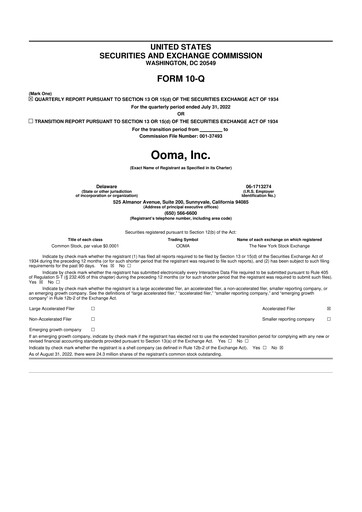 Vorschaubild Ooma 10-Q Quartalsbericht 2022 