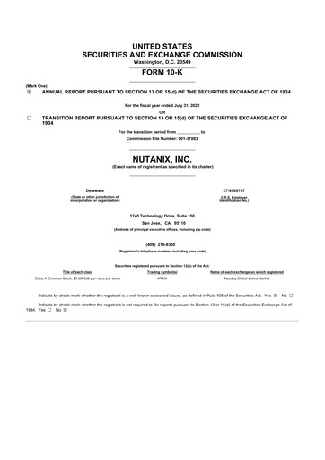 Thumbnail Nutanix 10-K Annual Report 2022