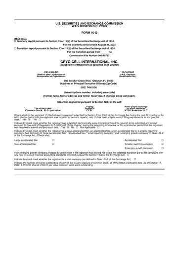 Thumbnail Cryo-Cell International 10-Q Quarterly Report FY2022 