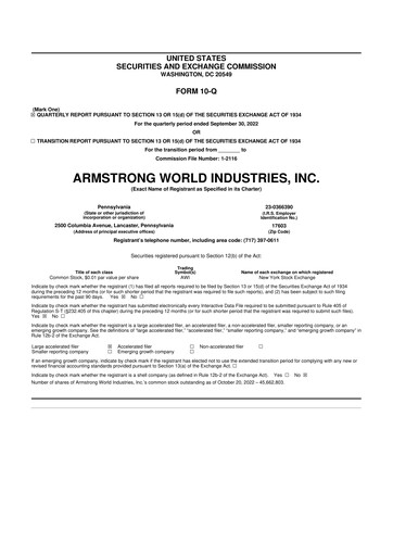 Thumbnail Armstrong World Industries
 10-Q Quarterly Report FY2022 