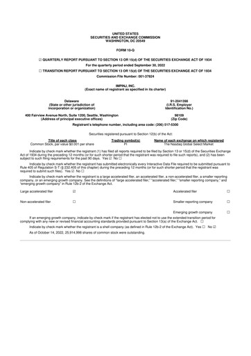 Miniature Impinj 10-Q Rapport trimestriel 2022 