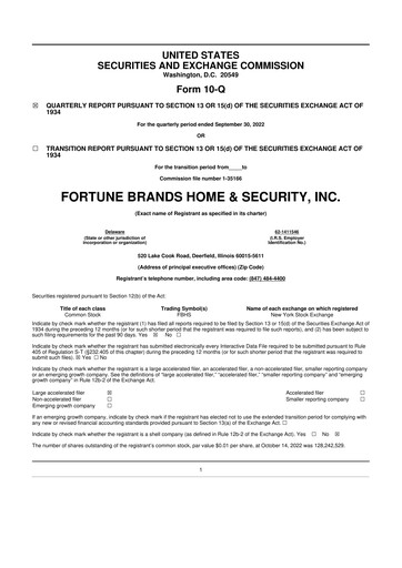 Vorschaubild Fortune Brands Innovations 10-Q Quartalsbericht 2022 