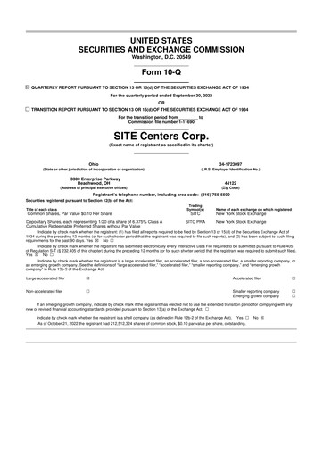 Thumbnail SITE Centers
 10-Q Quarterly Report FY2022 