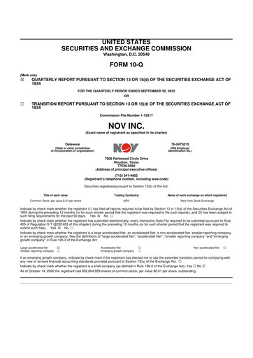 Thumbnail NOV 10-Q Quarterly Report FY2022 