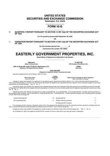 Vorschaubild Easterly Government Properties 10-Q Quartalsbericht 2022 