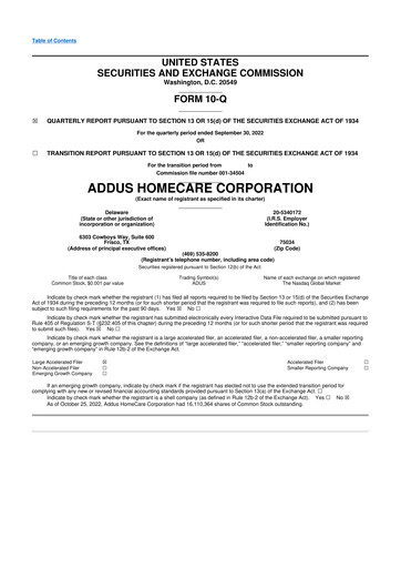 Thumbnail 
Addus HomeCare 10-Q Quarterly Report FY2022 