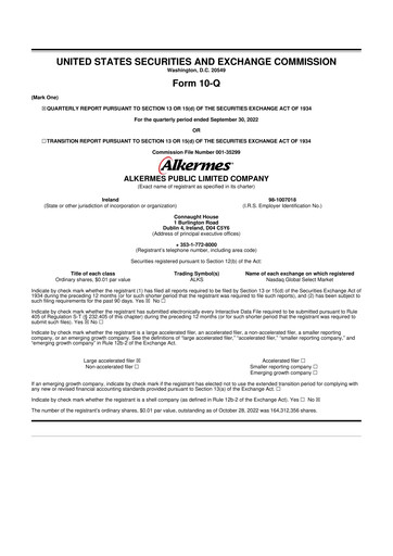 Miniature Alkermes 10-Q Rapport trimestriel 2022 