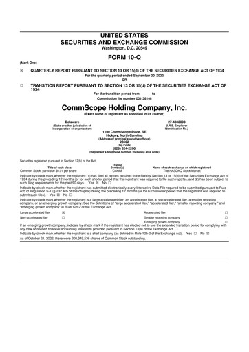Thumbnail CommScope
 10-Q Quarterly Report FY2022 