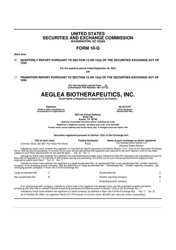 Thumbnail Spyre Therapeutics 10-Q Quarterly Report FY2022 