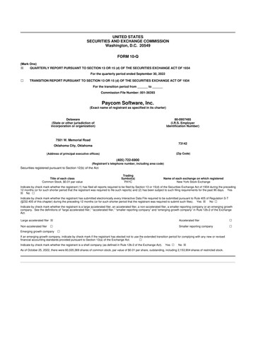 Thumbnail Paycom
 10-Q Quarterly Report FY2022 