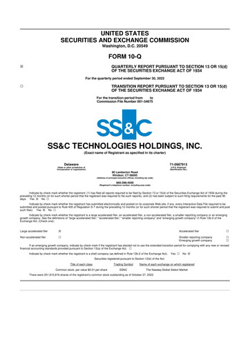 Thumbnail SS&C Technologies
 10-Q Quarterly Report FY2022 