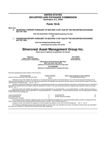 Vorschaubild Silvercrest Asset Management Group 10-Q Quartalsbericht 2022 