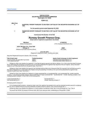 Thumbnail Runway Growth Finance 10-Q Quarterly Report FY2022 
