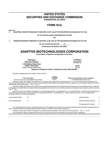 Thumbnail Adaptive Biotechnologies
 10-Q Quarterly Report FY2022 