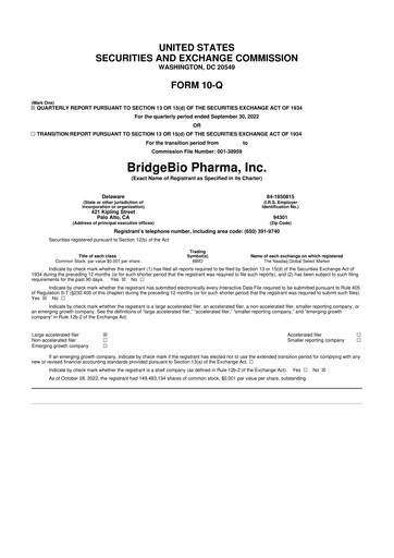 Thumbnail BridgeBio Pharma
 10-Q Quarterly Report FY2022 
