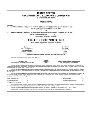 Thumbnail Tyra Biosciences 10-Q Quarterly Report FY 