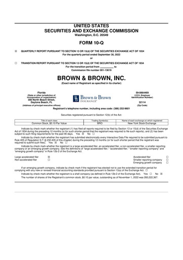 Thumbnail Brown & Brown
 10-Q Quarterly Report FY2022 