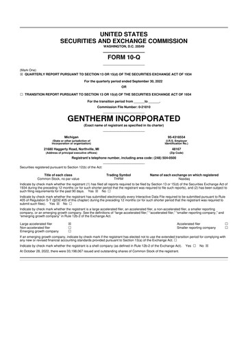 Thumbnail Gentherm 10-Q Quarterly Report FY2022 