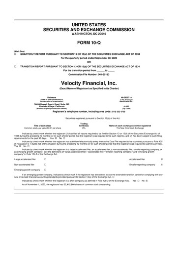 Thumbnail Velocity Financial 10-Q Quarterly Report FY2022 