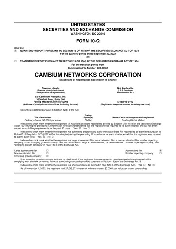 Miniature Cambium Networks 10-Q Rapport trimestriel 2022 