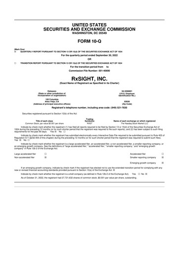 Vorschaubild RxSight 10-Q Quartalsbericht 2022 